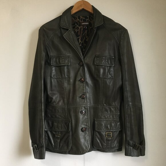 Danier Jackets & Blazers - VTG Y2K Danier Leather Field Utility Jacket Earthy Brown S